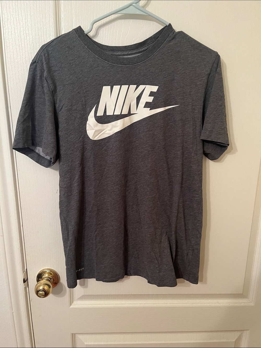 Nike Dark Heather Gray Short-Sleeve Tee with White Swoosh